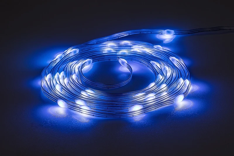 Biri – smart LED string light for garden in white/clear, 5m, 2.8W, RGB, IP44