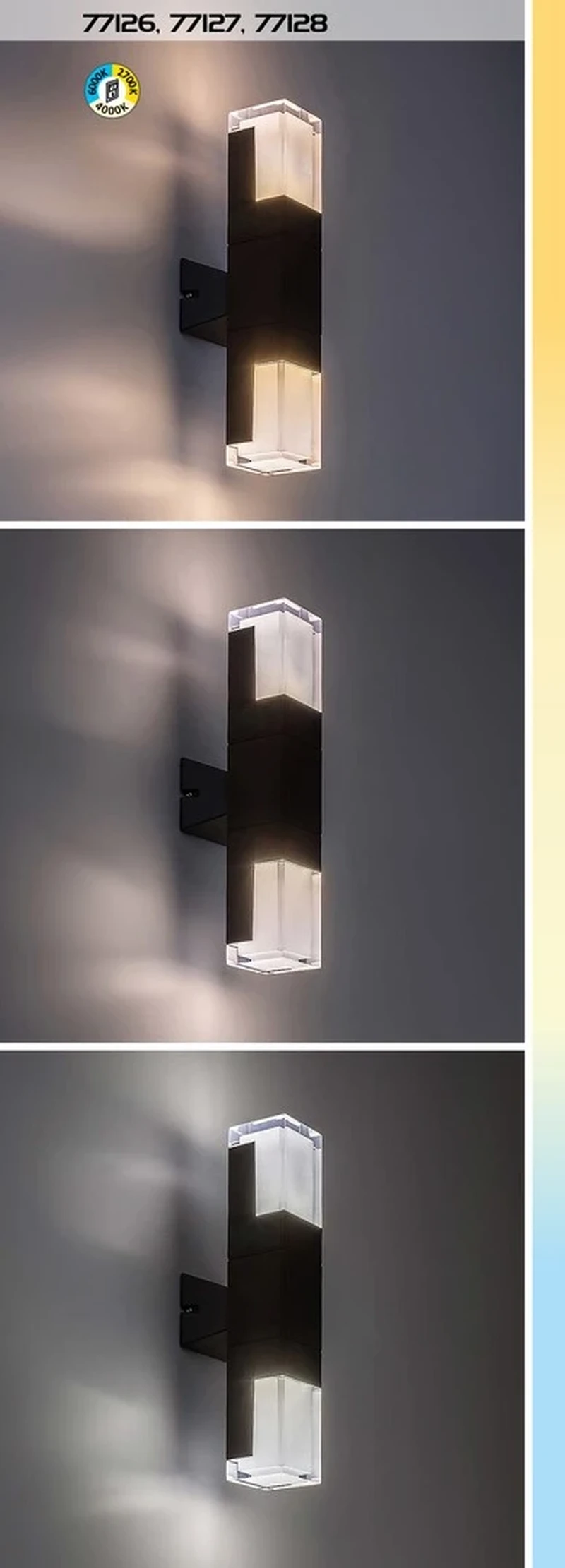 Darvas – LED градинска лампа в черно с бял плафон, 600мм, 7W, 2700-6000K, IP54