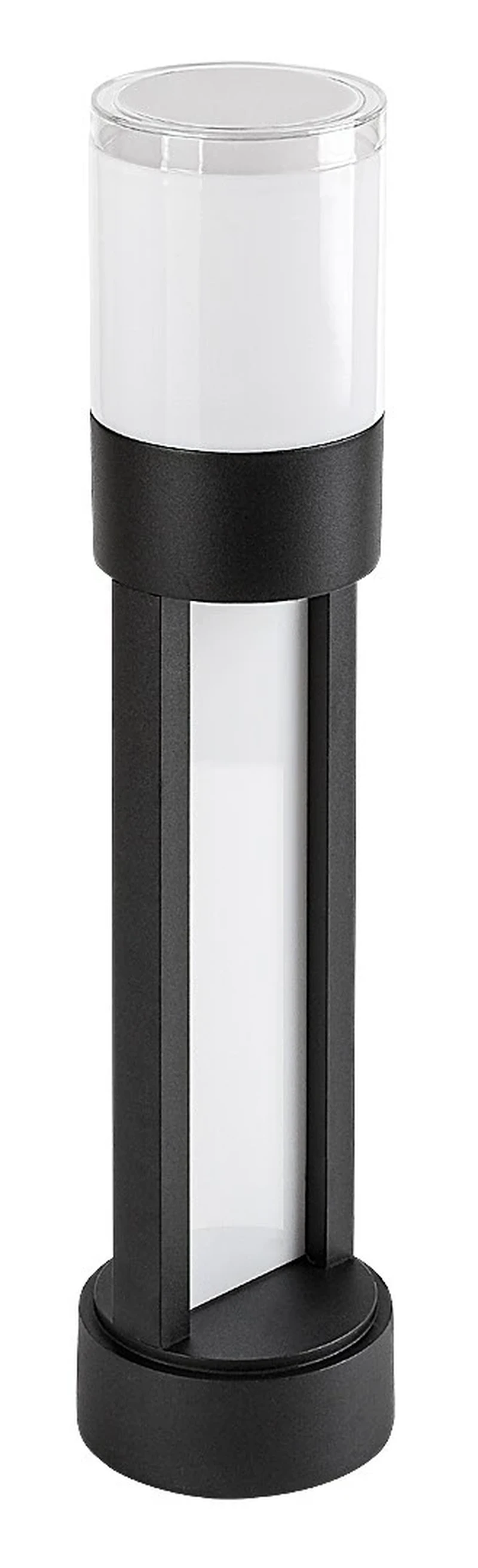 Leitha – LED garden bollard in black with white shade, Ø100mm, 12W, 3000K