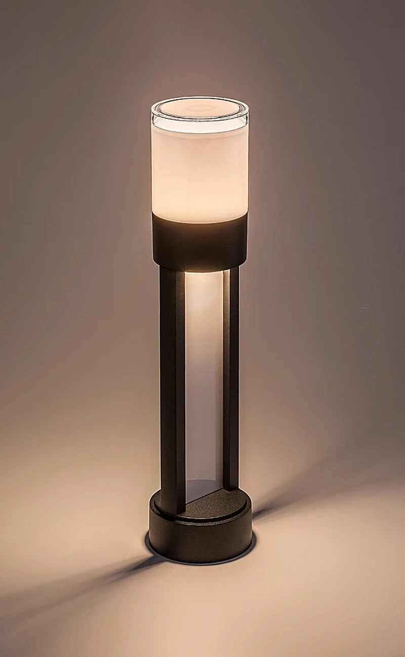 Leitha – LED garden bollard in black with white shade, Ø100mm, 12W, 3000K
