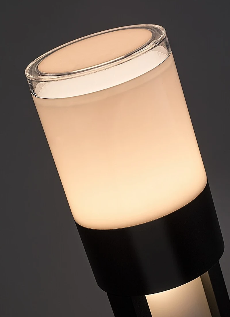 Leitha – LED garden bollard in black with white shade, Ø100mm, 12W, 3000K