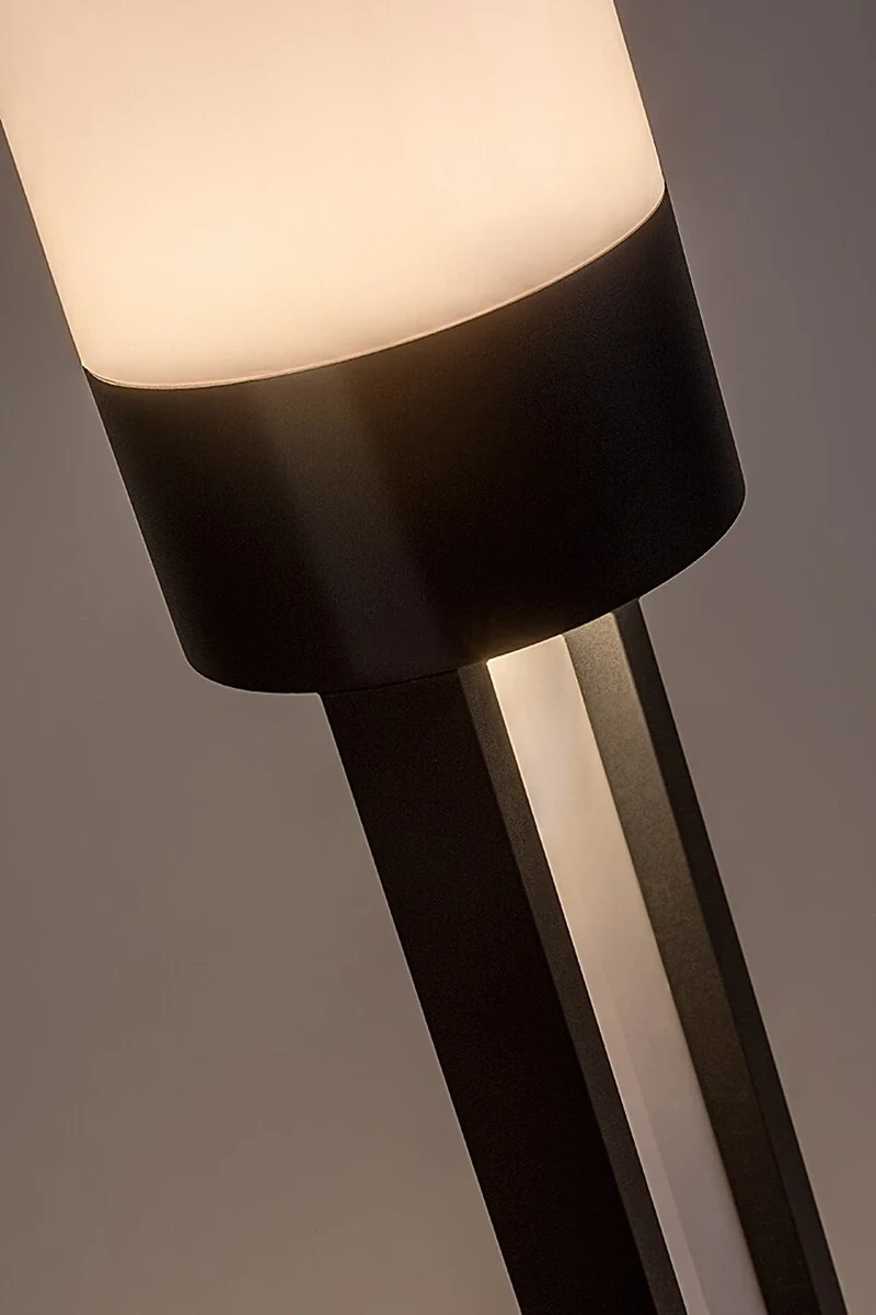 Leitha – LED garden bollard in black with white shade, Ø100mm, 12W, 3000K