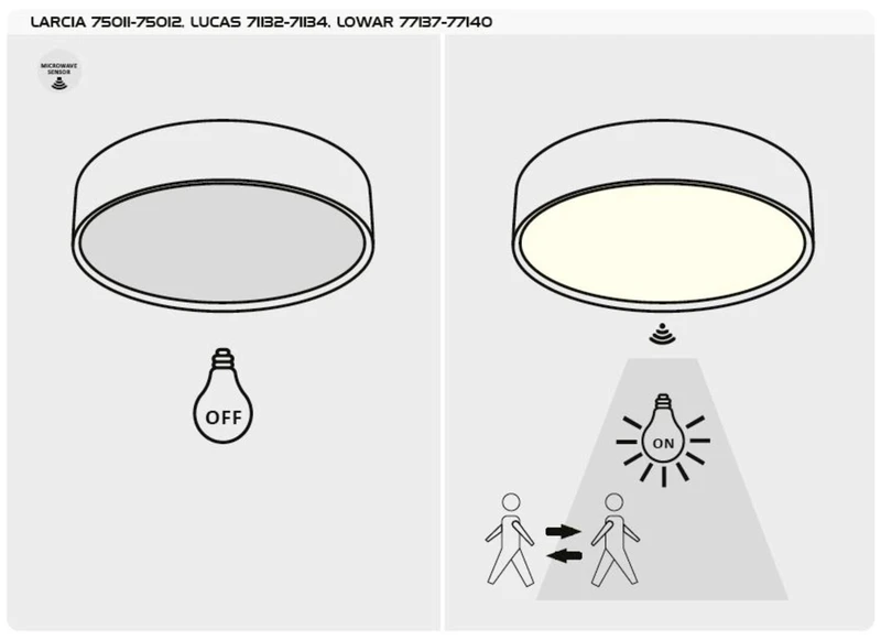 Lowar – LED ceiling light for terrace in white with sensor, Ø350mm, 24W, 3000K, IP44