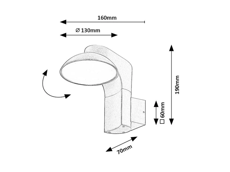 Wengen – LED външен аплик в черно с бял абажур, Ø130мм, 12W, 3000K, IP54