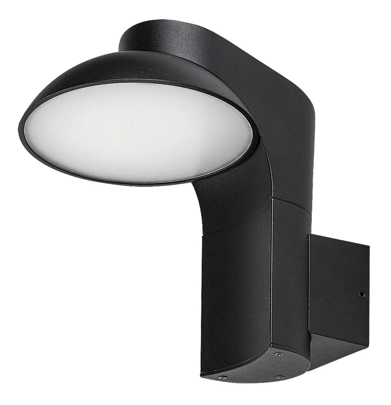 Wengen – LED външен аплик в черно с бял абажур, Ø130мм, 12W, 3000K, IP54