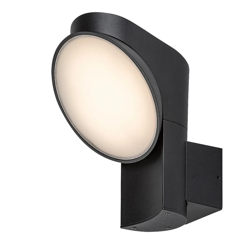 Wengen – LED външен аплик в черно с бял абажур, Ø130мм, 12W, 3000K, IP54