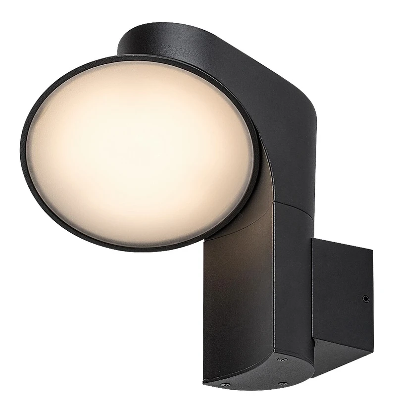 Wengen – LED външен аплик в черно с бял абажур, Ø130мм, 12W, 3000K, IP54