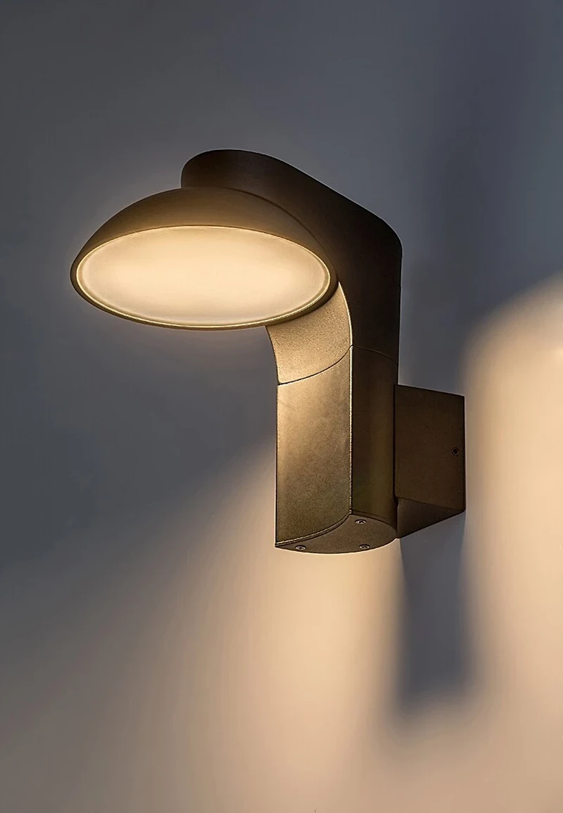 Wengen – LED външен аплик в черно с бял абажур, Ø130мм, 12W, 3000K, IP54