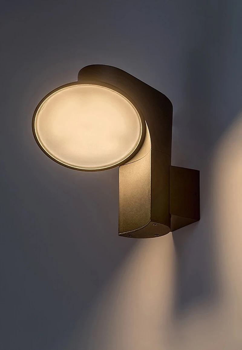 Wengen – LED външен аплик в черно с бял абажур, Ø130мм, 12W, 3000K, IP54
