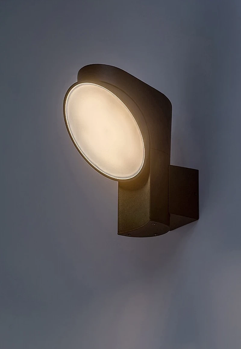 Wengen – LED външен аплик в черно с бял абажур, Ø130мм, 12W, 3000K, IP54
