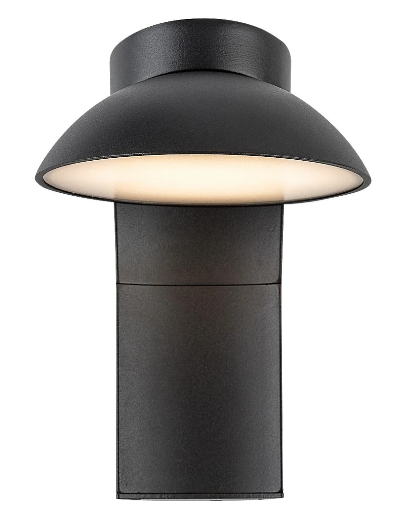 Wengen – LED външен аплик в черно с бял абажур, Ø130мм, 12W, 3000K, IP54