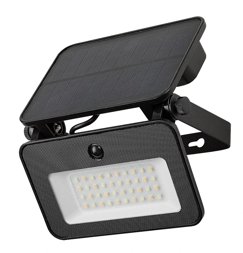 Tarcal – LED solar wall light for outdoor mounting in black, 140×175mm, 6W, IP65