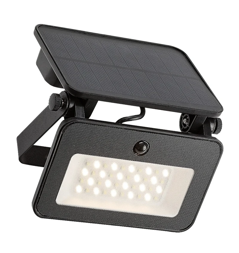 Tarcal – LED solar wall light for outdoor mounting in black, 140×175mm, 6W, IP65