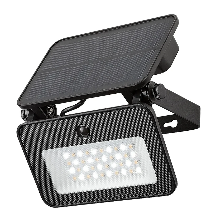 Decorative Solar Lights Tarcal – LED solar wall light for outdoor mounting in black, 140×175mm, 6W, IP65