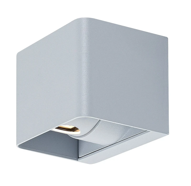 Hallstatt – LED външна стенна лампа в сиво с прозрачно стъкло, 100×80мм, 10W, 3000K