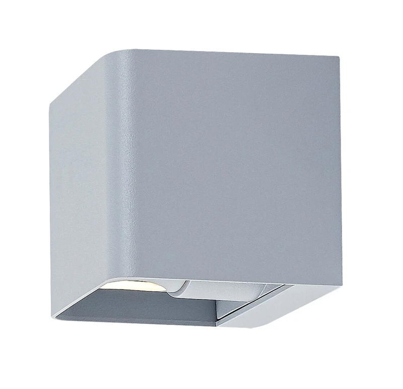 Hallstatt – LED външна стенна лампа в сиво с прозрачно стъкло, 100×80мм, 10W, 3000K