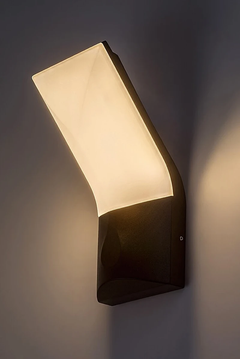 Tolna – LED outdoor wall light in black with white shade, 120×250mm, 10W, 3000K, IP54