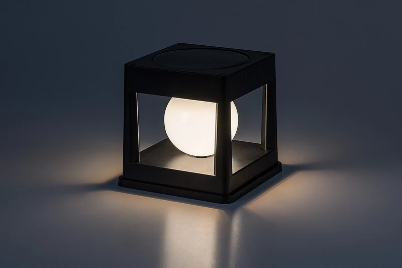 Holne – solar garden lamp in black/white, 105×115mm, 0.3W, 2500-3000K