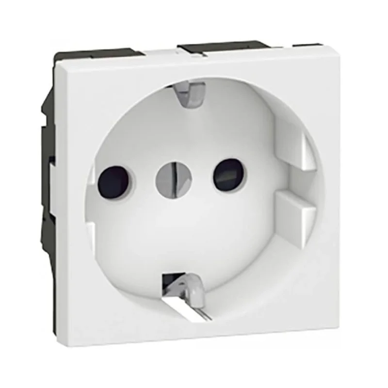 Legrand Schuko socket 16A screw terminals 2M White - Legrand Mosaic 77213