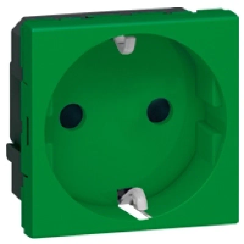 Legrand Schuko socket 16A automatic terminals 2M Green - Legrand Mosaic 77216