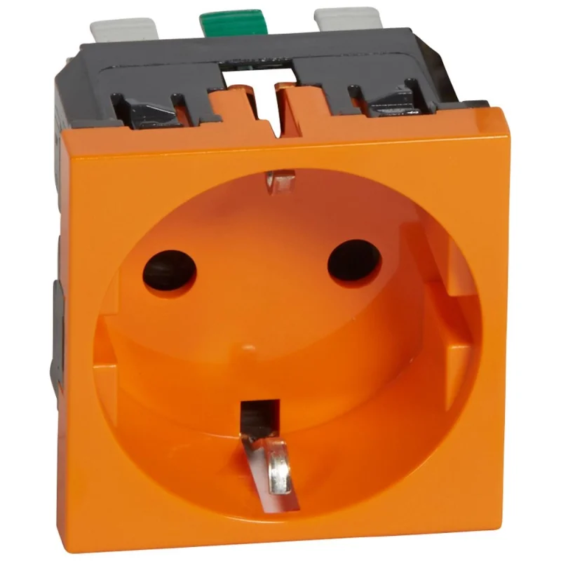 Legrand Schuko socket 16A automatic terminals 2M Orange - Legrand Mosaic 77217