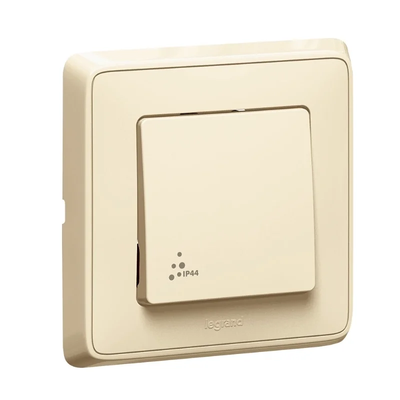 Еднополюсен ключ 10A с рамка IP44 Крем /до изчерпване/ - Legrand Cariva 773909