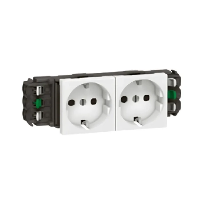 Legrand Schuko socket DLP Double 16A auto.terminals 2x2M White - Legrand Mosaic 77402
