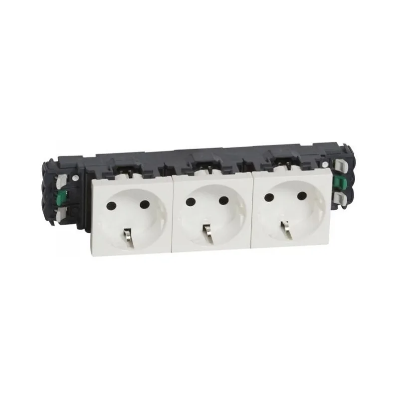 Legrand Контакт Шуко DLP Троен 16А автом.клеми 3x2М Бял - Legrand Mosaic 77403
