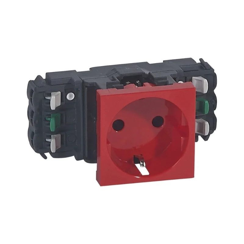 Legrand Schuko socket DLP 16A auto.terminals 2M Red - Legrand Mosaic 77411
