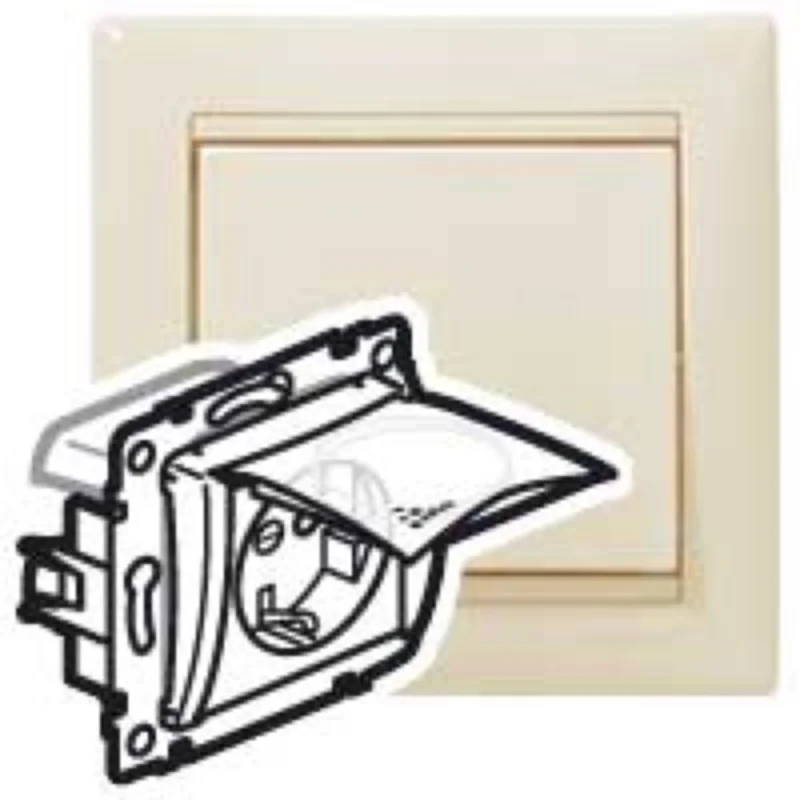 Legrand Schuko socket 2P+E IP44 Cream - Legrand Valena 774120