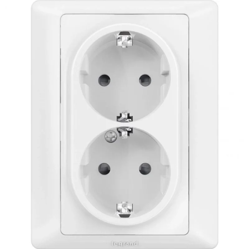 Legrand Контакт шуко двоен 2P+E Бял - Legrand Valena 774400
