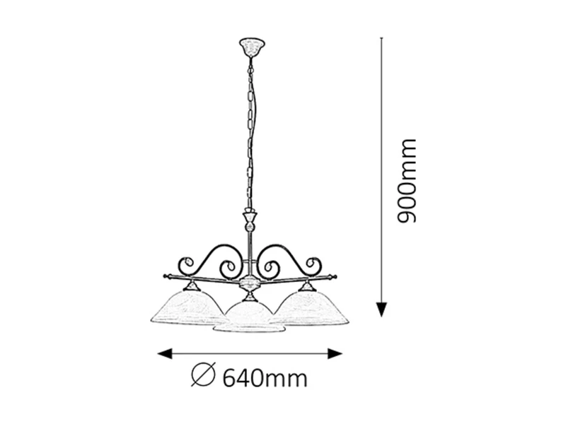 Dorothea – Mediterranean chandelier in black matt with alabaster glass, Ø640mm, 3×E27