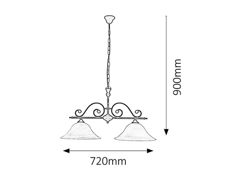 Dorothea – chandelier in Mediterranean style, black matt with white alabaster, 720mm, 2×E27