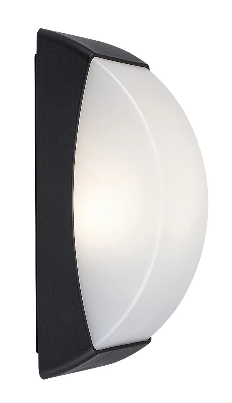 Opole – modern outdoor wall light in black matt with white shade, 130×320mm, 1×E27, IP65