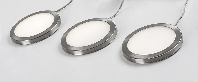 Socavi – LED осветление за кухня в сребристо/бяло, Ø80мм, 3×100lm, 4000K