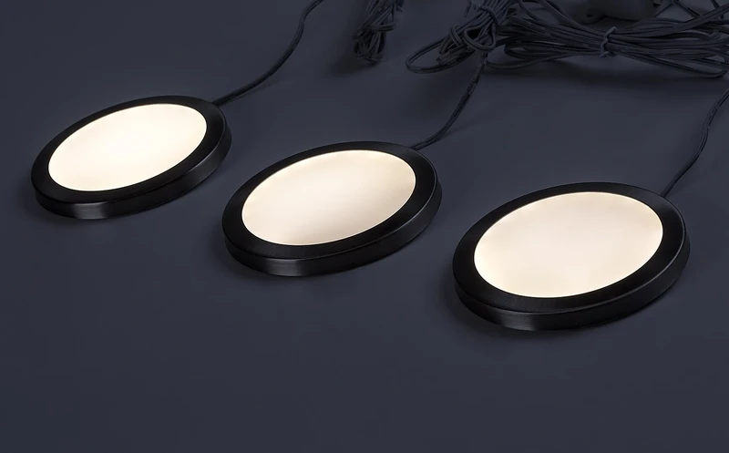 Socavi – LED осветление за кухня в сребристо/бяло, Ø80мм, 3×100lm, 4000K
