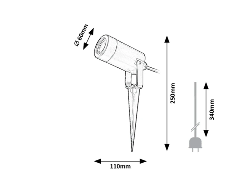 Krobia – LED градинска лампа за земен монтаж в черно, Ø60мм, GU10, IP65