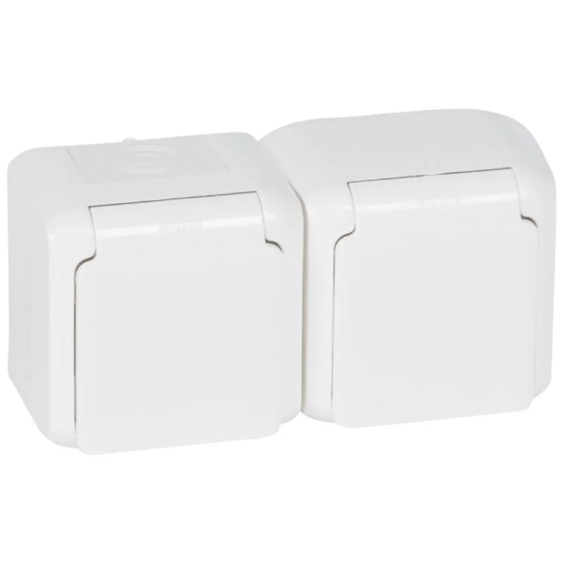 Legrand Schuko socket double 2P+E IP44 White - Legrand Forix 782374