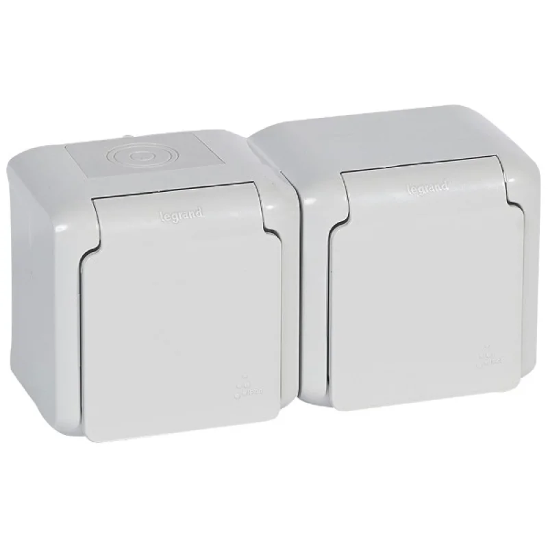 Schuko socket double 2P+E IP44 Grey - Legrand Forix 782394