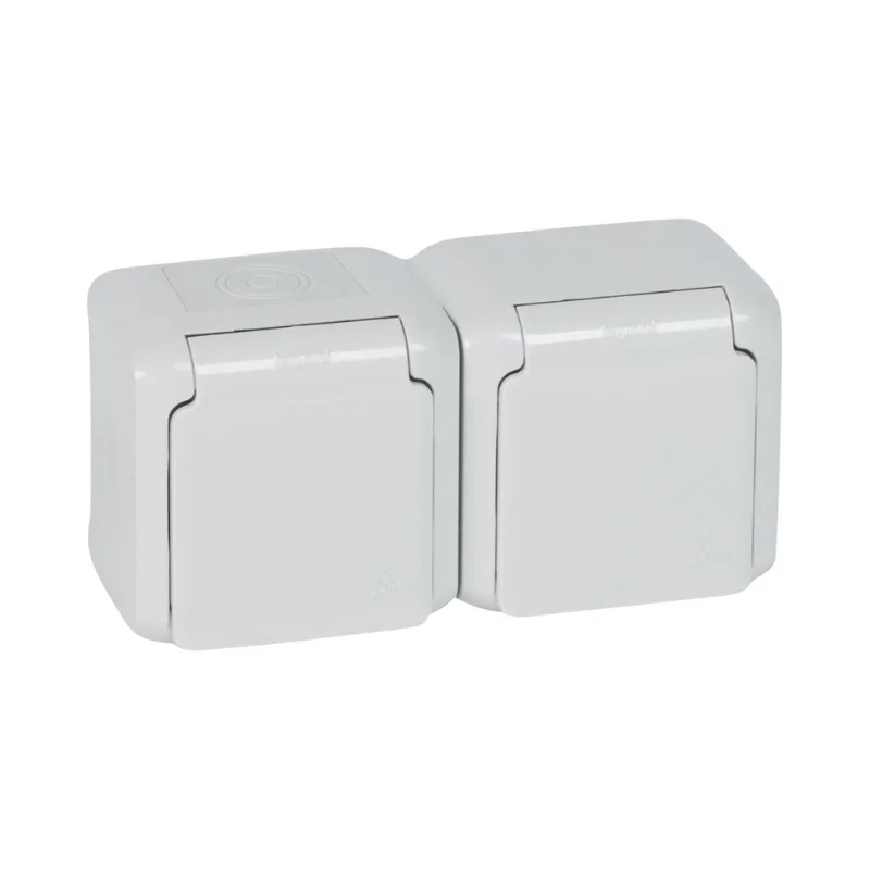 Unit double socket French standard 16A IP44 Grey - Legrand Forix 782397