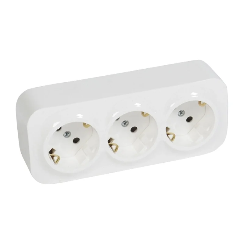 Legrand Schuko socket triple 3x 2P+E 16A with children's protection IP21 White - Legrand Forix 782418