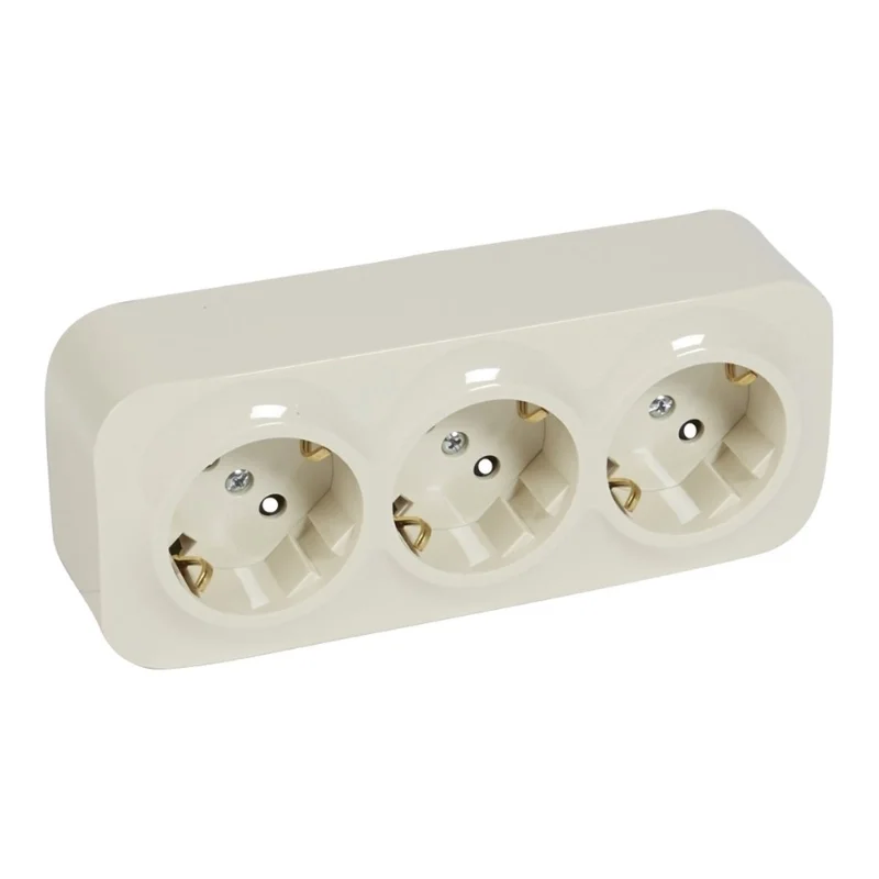 Legrand Контакт шуко троен 3x 2P+E 16A с детска защита IP21 Крем - Legrand Forix 782448