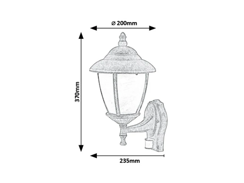 Madrid – classic outdoor wall light in antique gold, 370mm, 1×E27, IP43
