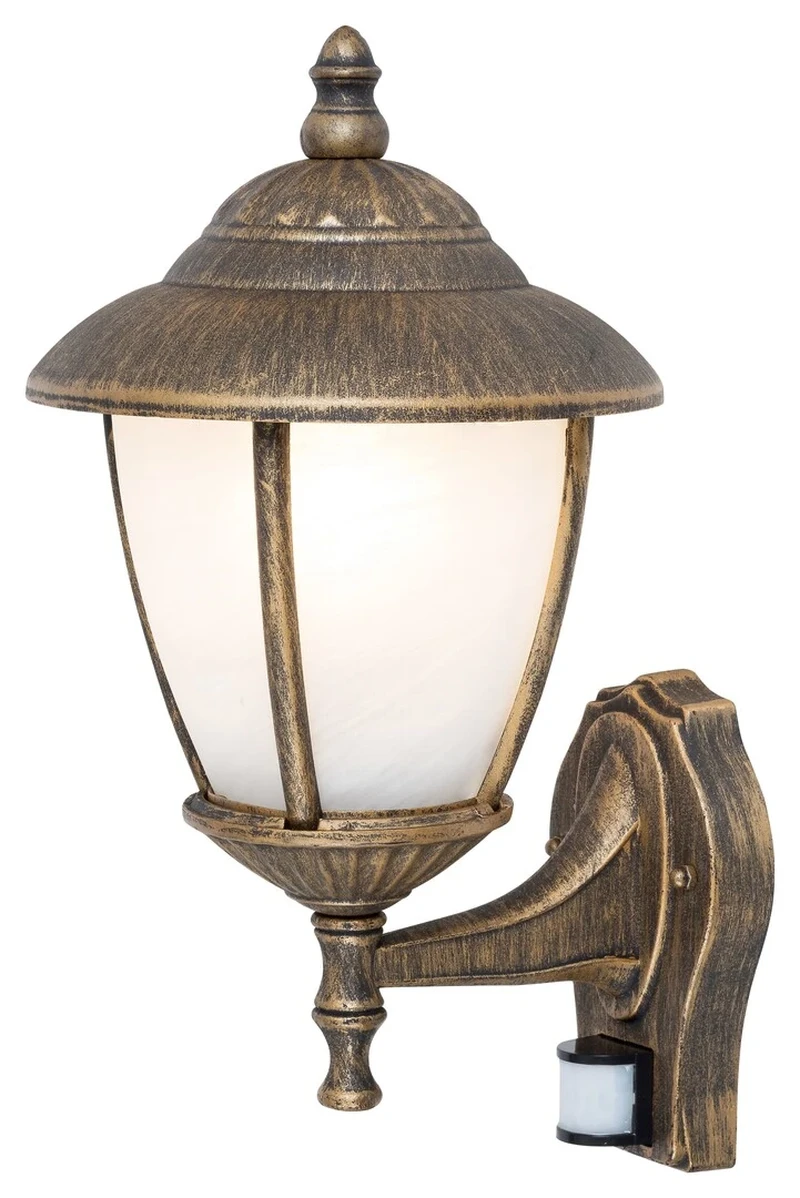 Madrid – classic outdoor wall light in antique gold, 370mm, 1×E27, IP43