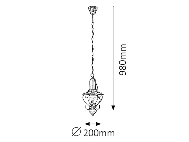 Enna – classic chandelier in black with wood and glass, Ø200mm, 1×E14