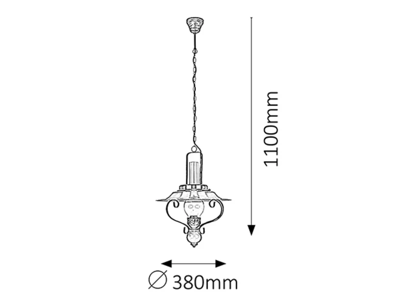 Enna – classic chandelier in black with walnut wood, Ø380mm, 1×E27