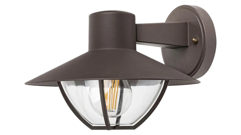 Outdoor Wall Lights Almada – outdoor wall light in brown, aluminium, 240×180mm, IP44, 1×E27