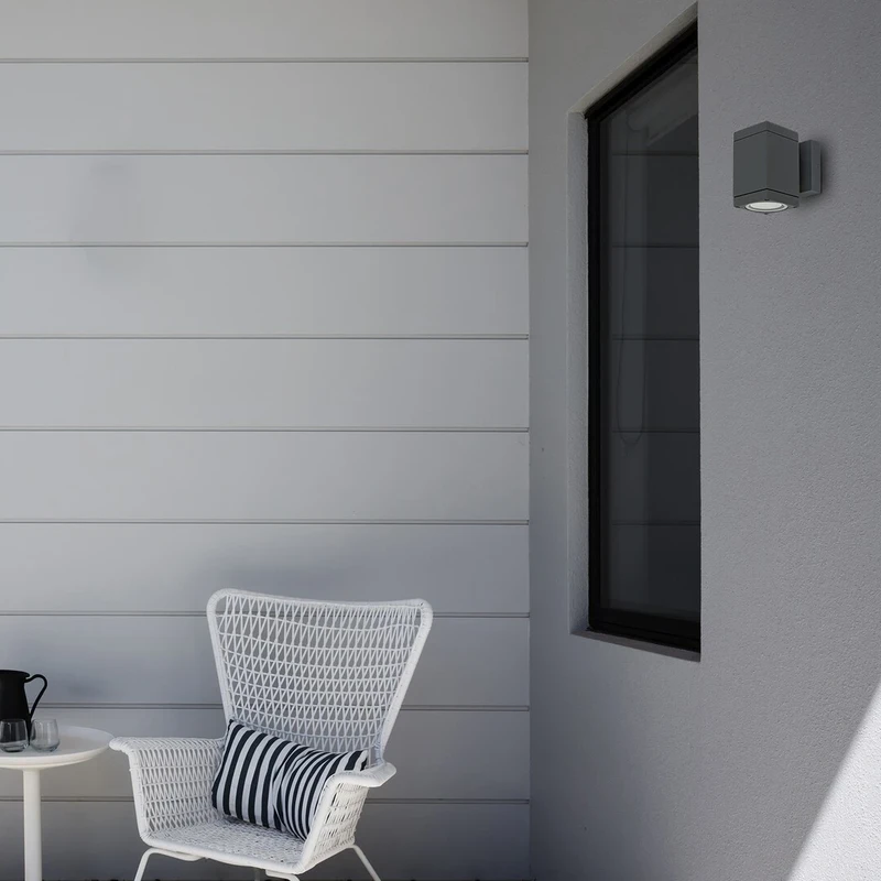 Buffalo – minimalist facade wall light in anthracite, 75×120mm, IP54, 1×GU10