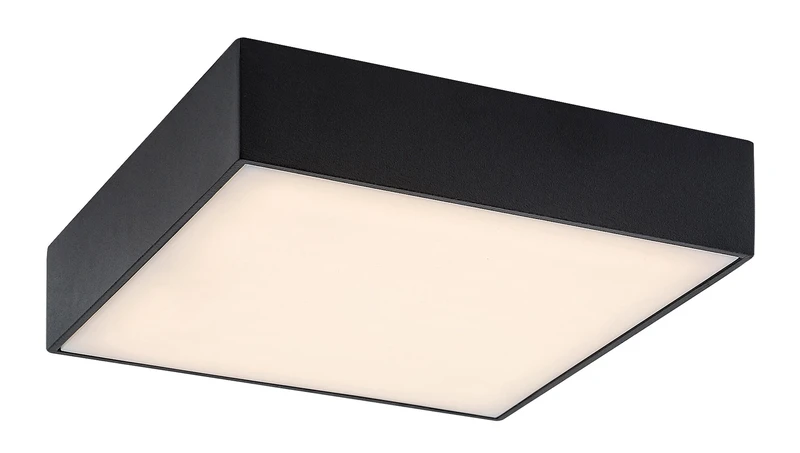 Tartu – LED ceiling light for terrace in black matt, 175×175mm, 18W, 2800-6000K, IP44