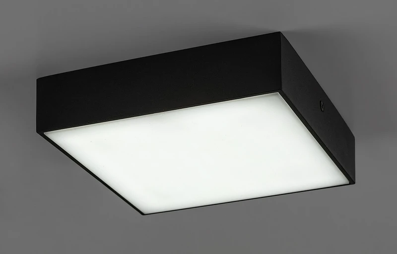 Tartu – LED ceiling light for terrace in black matt, 175×175mm, 18W, 2800-6000K, IP44